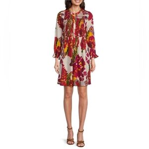 Ro's Garden Nwot Talia Kobe Pink 3/4 Sleeve Button Down Shirt Dress Size M